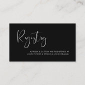 エレガントでモダンなブラック＆ホワイトの結婚式のレジストリー エンクロージャーカード (正面)