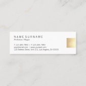 エレガントでモダンなベージュ勾配の金ゴールドのアクセントの割引 スキニー名刺 (裏面)