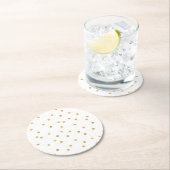 エレガントでモダンなホワイトゴールドの紙吹雪の点 ラウンドペーパーコースター (インサイチュ)