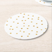 エレガントでモダンなホワイトゴールドの紙吹雪の点 ラウンドペーパーコースター (アングル)