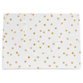 エレガントでモダンなホワイトゴールドの紙吹雪の点 ラージペーパーバッグ (正面)