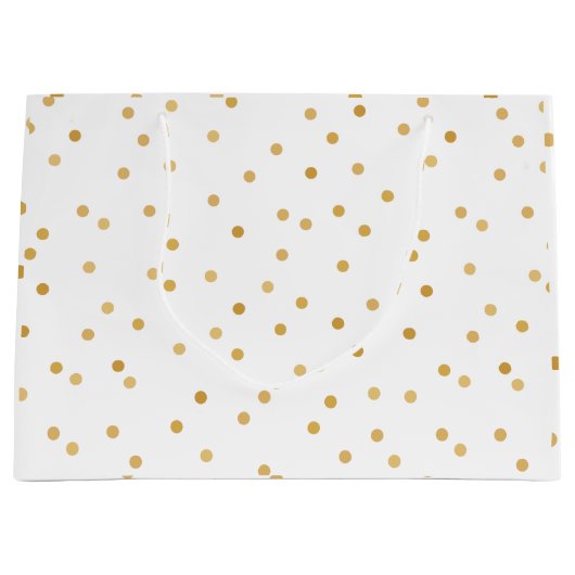 エレガントでモダンなホワイトゴールドの紙吹雪の点 ラージペーパーバッグ (正面)