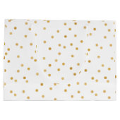 エレガントでモダンなホワイトゴールドの紙吹雪の点 ラージペーパーバッグ (裏面)
