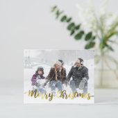 エレガントでモダンなメリークリスマスの金ゴールドホイルの写真 ポストカード (スタンド正面)