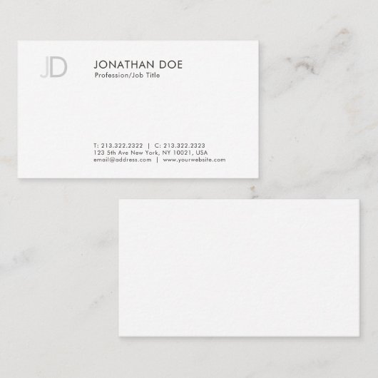 エレガントでモダンなモノグラムのカッコいいのテンプレートのプロフェッショナル 名刺 (正面/裏面)