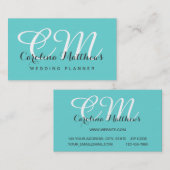 エレガントでモダンなモノグラムの水の青い名刺 名刺 (正面/裏面)