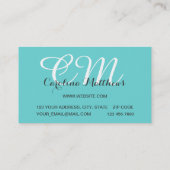 エレガントでモダンなモノグラムの水の青い名刺 名刺 (裏面)