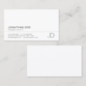 エレガントでモダンなモノグラムの白人の明白なプロフェッショナル 名刺 (正面/裏面)