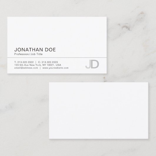 エレガントでモダンなモノグラムの白人の明白なプロフェッショナル 名刺 (正面/裏面)