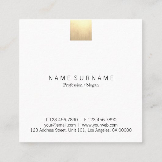 エレガントでモダンなワインのすみれ色の勾配の金ゴールドのアクセント スクエア名刺 (裏面)