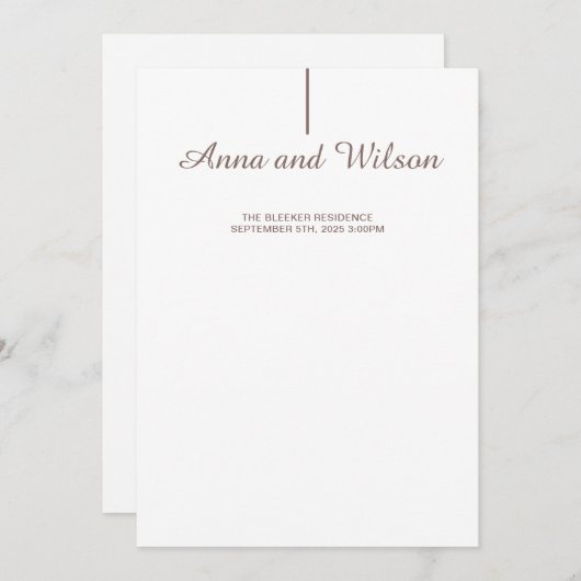 エレガントでモダンな写真付き結婚発表 招待状 (正面/裏面)