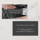 エレガントでモダンな大理石、ばら色の金ゴールド、及び黒い三角形 名刺 (正面/裏面)