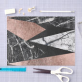 エレガントでモダンな大理石、ばら色の金ゴールド、及び黒い三角形 薄葉紙 (クラフト)