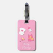 エレガントでモダンな女の赤ちゃんのピンクの荷物のラベル ラゲッジタグ (裏面縦)