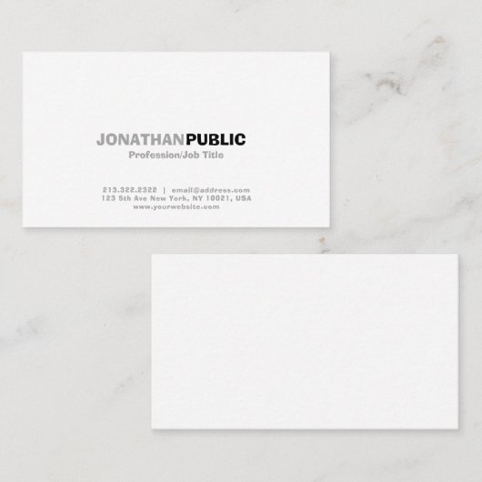 エレガントでモダンな専門の白くシンプルな平野 名刺 (正面/裏面)