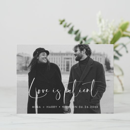 エレガントでモダンな愛は忍耐強い結婚式の最新情報 案内状 (スタンド正面)