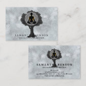 エレガントでモダンな曼荼羅のヨガの姿勢の木のロゴの芸術 名刺 (正面/裏面)