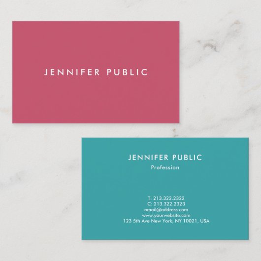 エレガントでモダンな最小主義のテンプレートの傾向色 名刺 (正面/裏面)