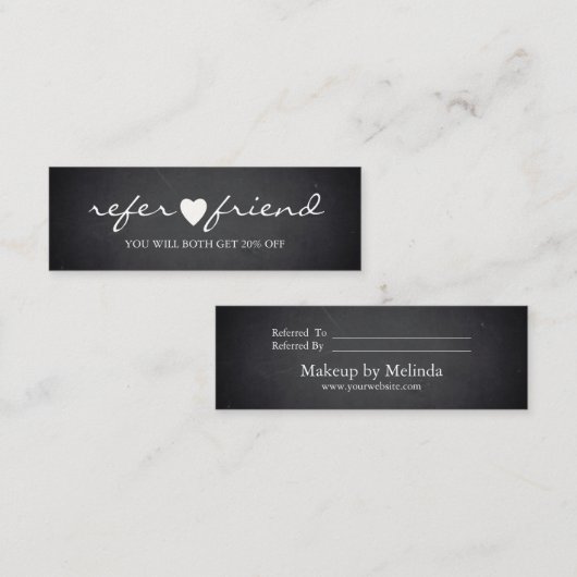 エレガントでモダンな最小主義のハートの紹介カード スキニー名刺 (正面/裏面)