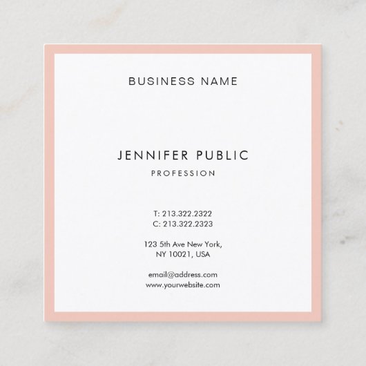 エレガントでモダンな最小主義の明白な専門の豪華 スクエア名刺 (裏面)