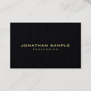 エレガントでモダンな最小主義の金ゴールドの文字の優れた黒 名刺