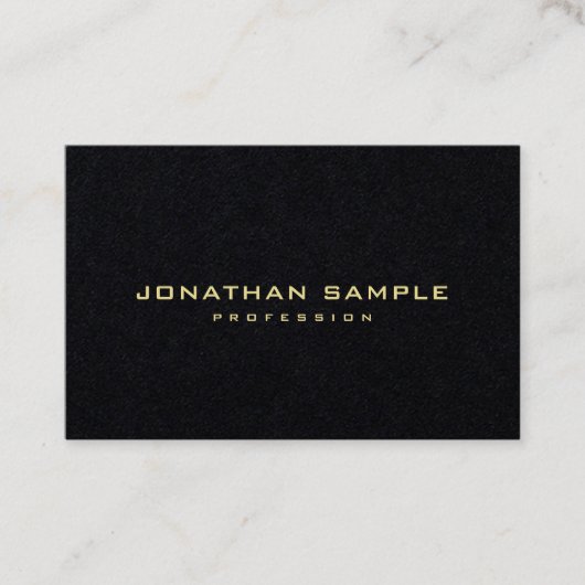 エレガントでモダンな最小主義の金ゴールドの文字の優れた黒 名刺 (正面)