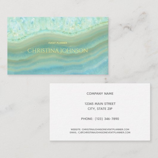 エレガントでモダンな水晶イベントプランナーのメーキャップアーティスト 名刺 (正面/裏面)