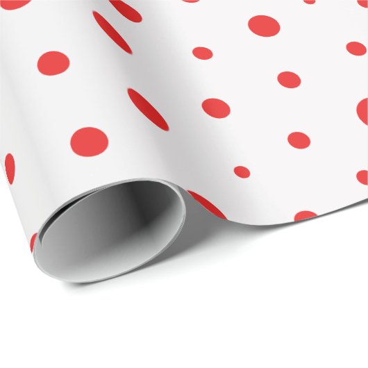 エレガントでモダンな水玉模様- BGをカスタマイズ赤 ラッピングペーパー (ロールコーナー)
