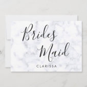 エレガントでモダンな白大理石のブライズメイド 招待状 (正面)