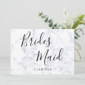 エレガントでモダンな白大理石のブライズメイド 招待状 (スタンド正面)
