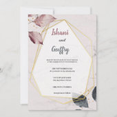 エレガントでモダンな紫と青の結婚式 招待状 (正面)