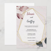 エレガントでモダンな紫と青の結婚式 招待状 (正面/裏面)