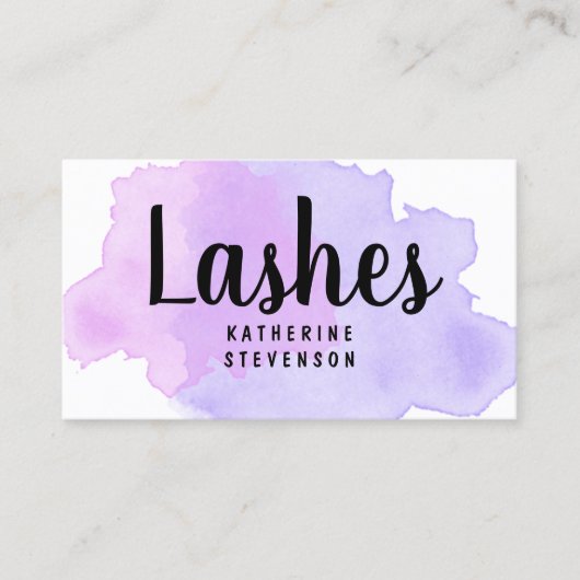 エレガントでモダンな紫色及びすみれ色の水彩画の鞭 名刺 (正面)