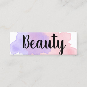 エレガントでモダンな紫色及びピンクの水彩画の美しい スキニー名刺