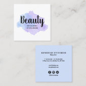 エレガントでモダンな紫色及び青の水彩画の美しい スクエア名刺 (正面/裏面)