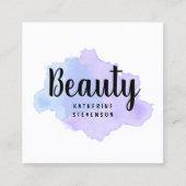 エレガントでモダンな紫色及び青の水彩画の美しい スクエア名刺 (正面)