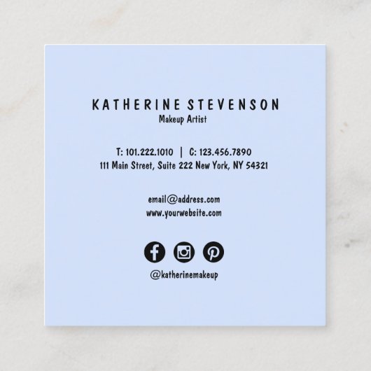 エレガントでモダンな紫色及び青の水彩画の美しい スクエア名刺 (裏面)