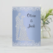 エレガントでモダンな結婚式の招待状 青 招待状 (スタンド正面)