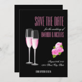 エレガントでモダンな結婚式のSave The Dateカード 招待状 (正面/裏面)