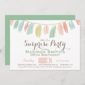 エレガントでモダンな誕生日サプライズパーティー 招待状 (正面/裏面)