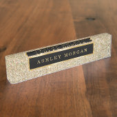 エレガントでモダンな金ゴールドのグリッターの輝き デスクネームプレート (側面)