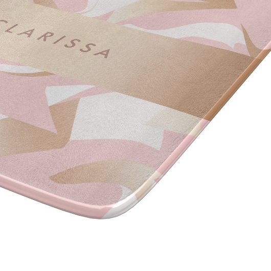 エレガントでモダンな金ゴールドのピンクの白の抽象芸術パターン カッティングボード (角)