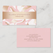 エレガントでモダンな金ゴールドのピンクの白の抽象芸術パターン 名刺 (正面/裏面)