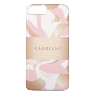 エレガントでモダンな金ゴールドのピンクの白の抽象芸術パターン iPhone 8 PLUS/7 PLUSケース