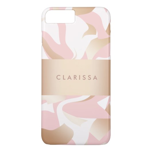 エレガントでモダンな金ゴールドのピンクの白の抽象芸術パターン Case-Mate iPhoneケース (裏面)