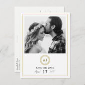 エレガントでモダンな金ゴールドの写真の結婚式の保存日付 案内ポストカード (正面/裏面)