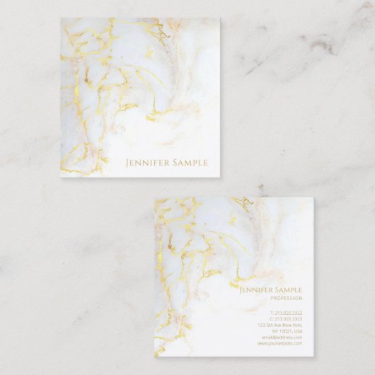 エレガントでモダンな金ゴールドの大理石のプロフェッショナルのテンプレート スクエア名刺 (正面/裏面)