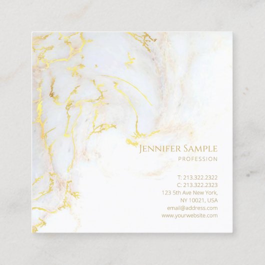 エレガントでモダンな金ゴールドの大理石のプロフェッショナルのテンプレート スクエア名刺 (裏面)