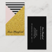 エレガントでモダンな金ゴールドは、ピンクの名刺赤面します 名刺 (正面/裏面)
