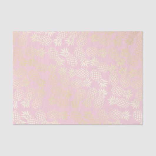 エレガントでモダンな金ゴールド及びピンクのパイナップルパターン 薄葉紙 (正面)